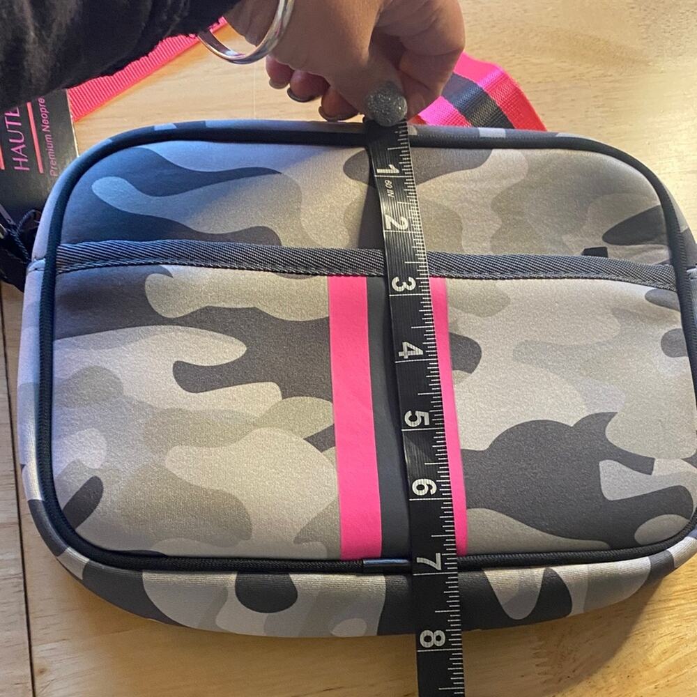 HAUTE SHORE Camouflage Crossbody Bag with Pink Stripes - Picture 9 of 9